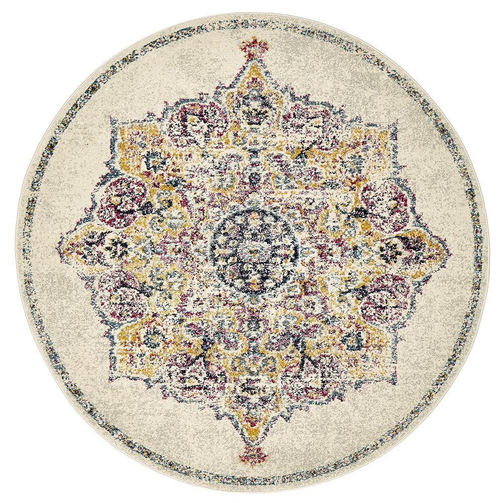 Museum Kendall Bone Round Rug - Cozy Rugs Australia
