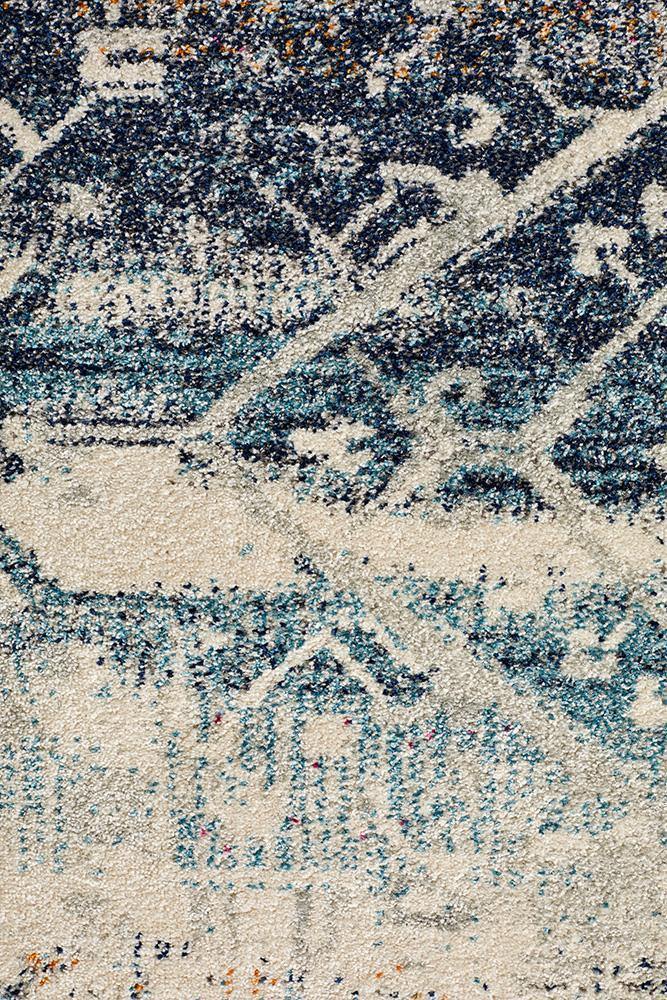 Museum Layton Blue Round Rug - Cozy Rugs Australia