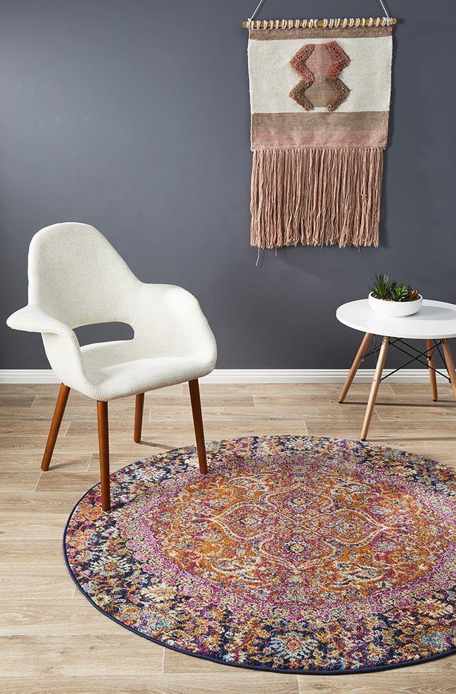 Museum Preston Multi Coloured Round Rug - Cozy Rugs Australia
