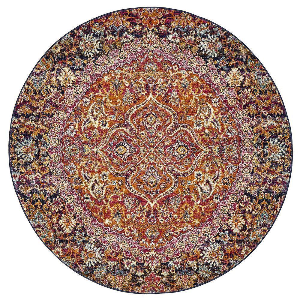 Museum Preston Multi Coloured Round Rug - Cozy Rugs Australia