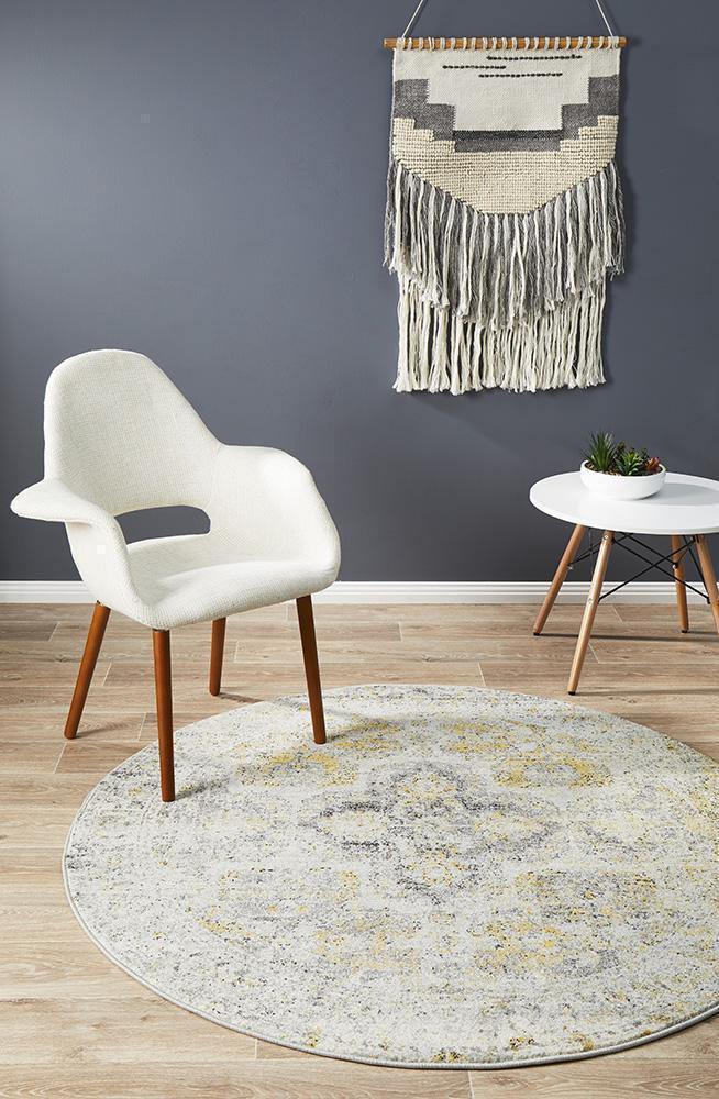 Museum Wesley Silver Round Rug - Cozy Rugs Australia