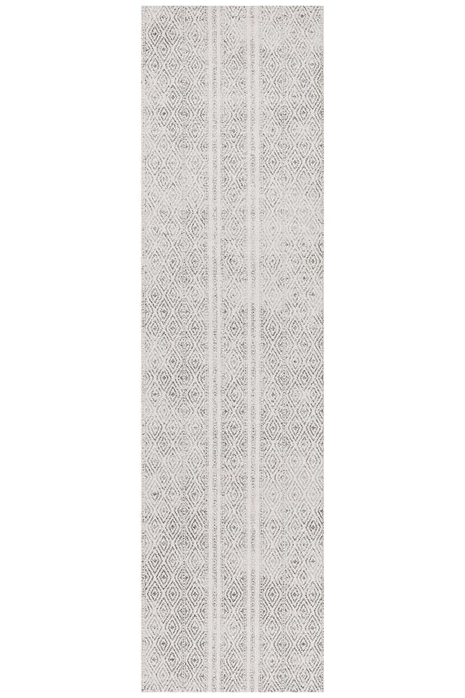 Oasis Salma White And Grey Tribal Rug - Cozy Rugs Australia