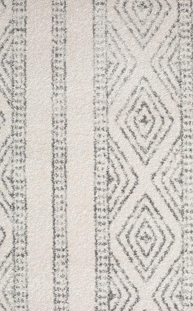 Oasis Salma White And Grey Tribal Rug - Cozy Rugs Australia