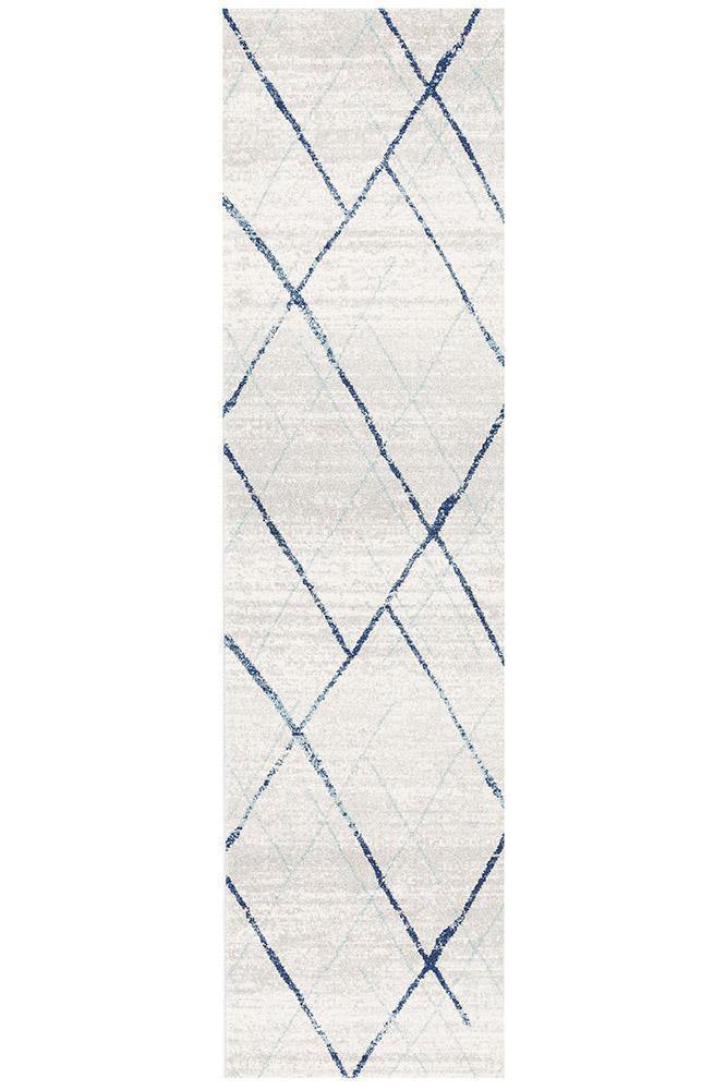 Oasis Noah White Blue Contemporary Rug - Cozy Rugs Australia