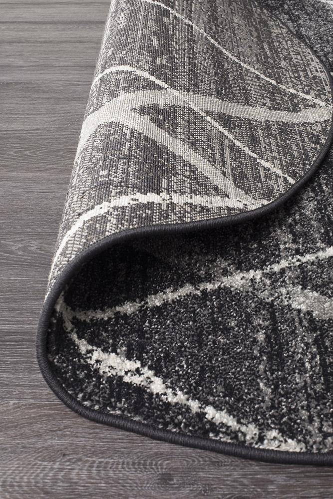 Oasis Noah Charcoal Contemporary Round Rug - Cozy Rugs Australia
