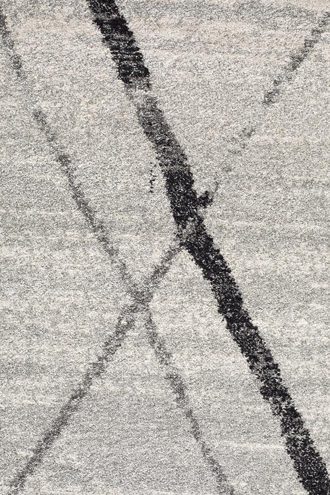 Oasis Noah White Grey Contemporary Round Rug - Cozy Rugs Australia