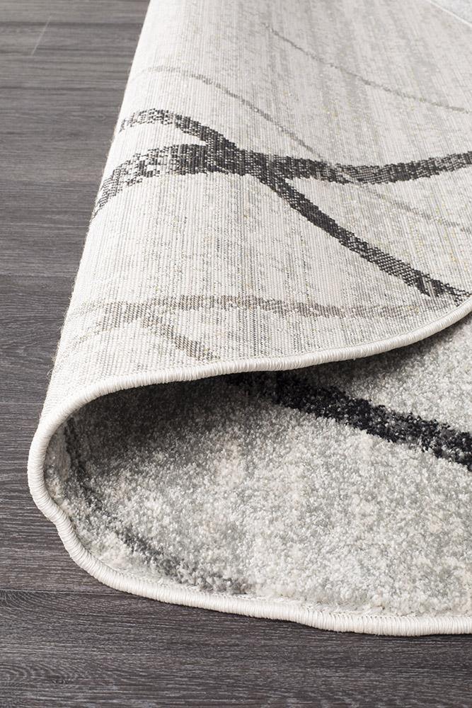 Oasis Noah White Grey Contemporary Round Rug - Cozy Rugs Australia