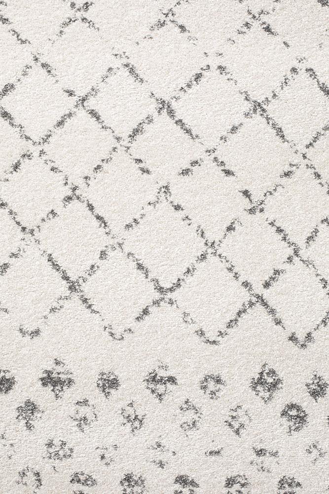 Oasis Selma White Grey Tribal Runner Rug - Cozy Rugs Australia