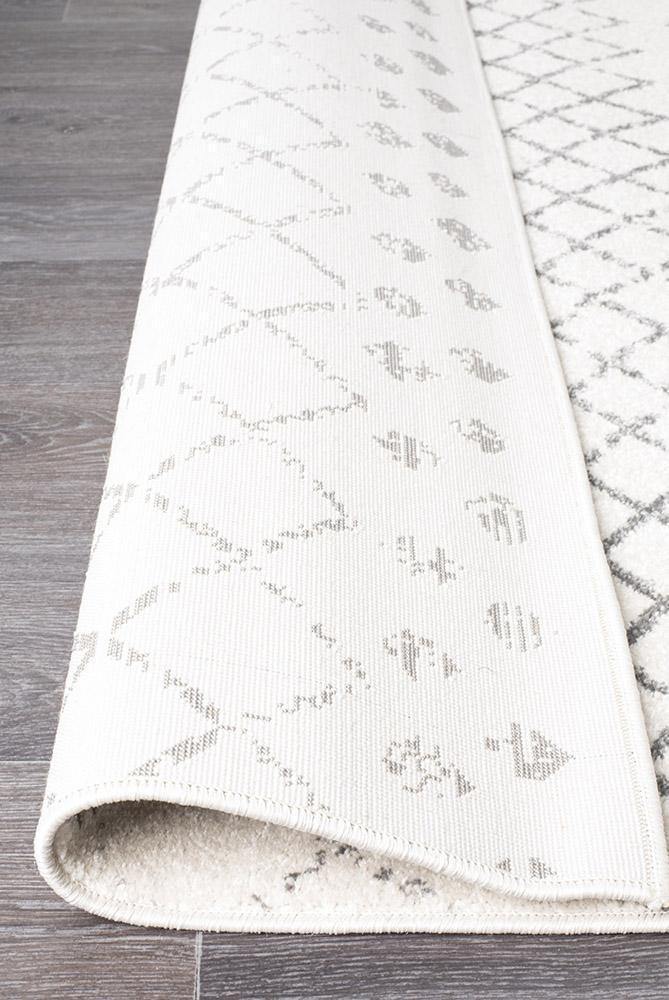 Oasis Selma White Grey Tribal Runner Rug - Cozy Rugs Australia