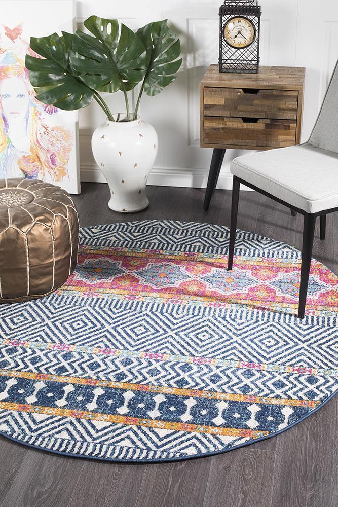 Oasis Sabrina Multi Tribal Round Rug - Cozy Rugs Australia