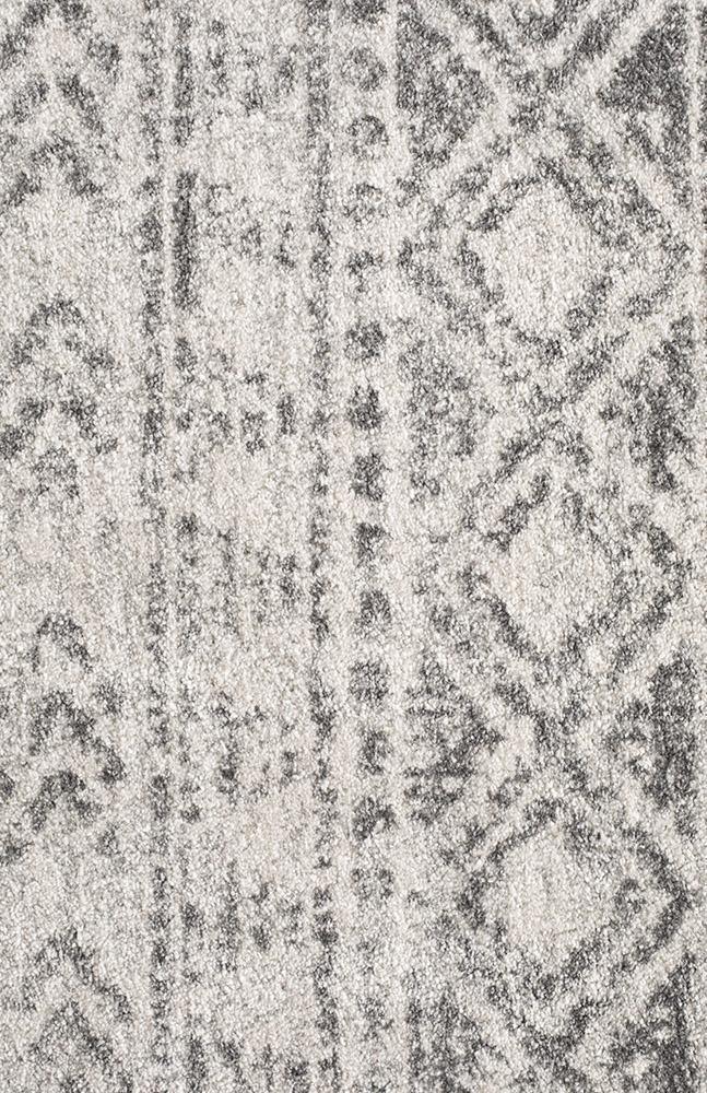 Oasis Ismail White Grey Rustic Round Rug - Cozy Rugs Australia