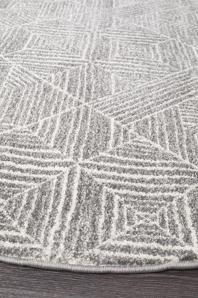 Oasis Kenza Contemporary Silver Round Rug - Cozy Rugs Australia