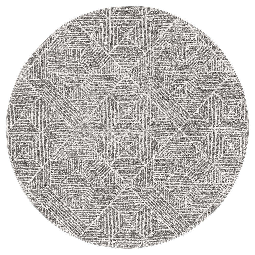 Oasis Kenza Contemporary Silver Round Rug - Cozy Rugs Australia