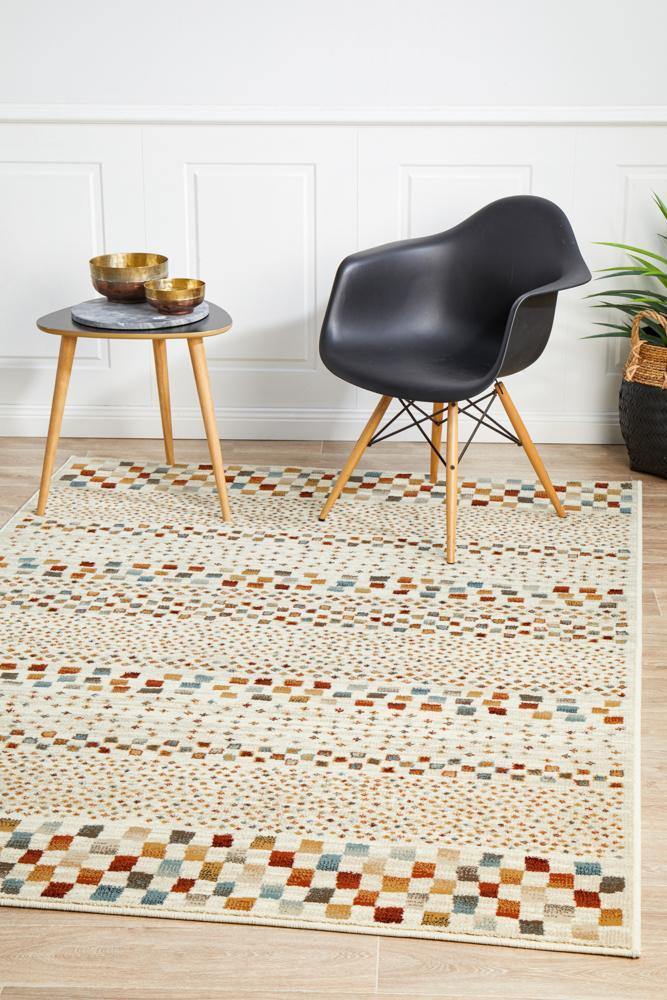 Oxford Mayfair Squares Bone Rug - Cozy Rugs Australia