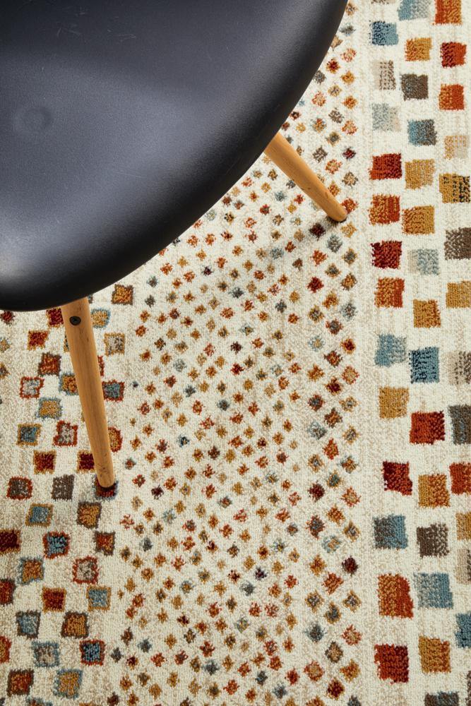 Oxford Mayfair Squares Bone Rug - Cozy Rugs Australia