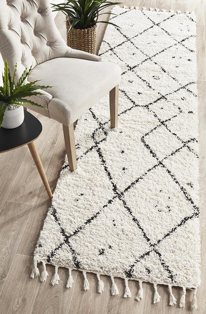 Saffron 44 White Runner Rug - Cozy Rugs Australia