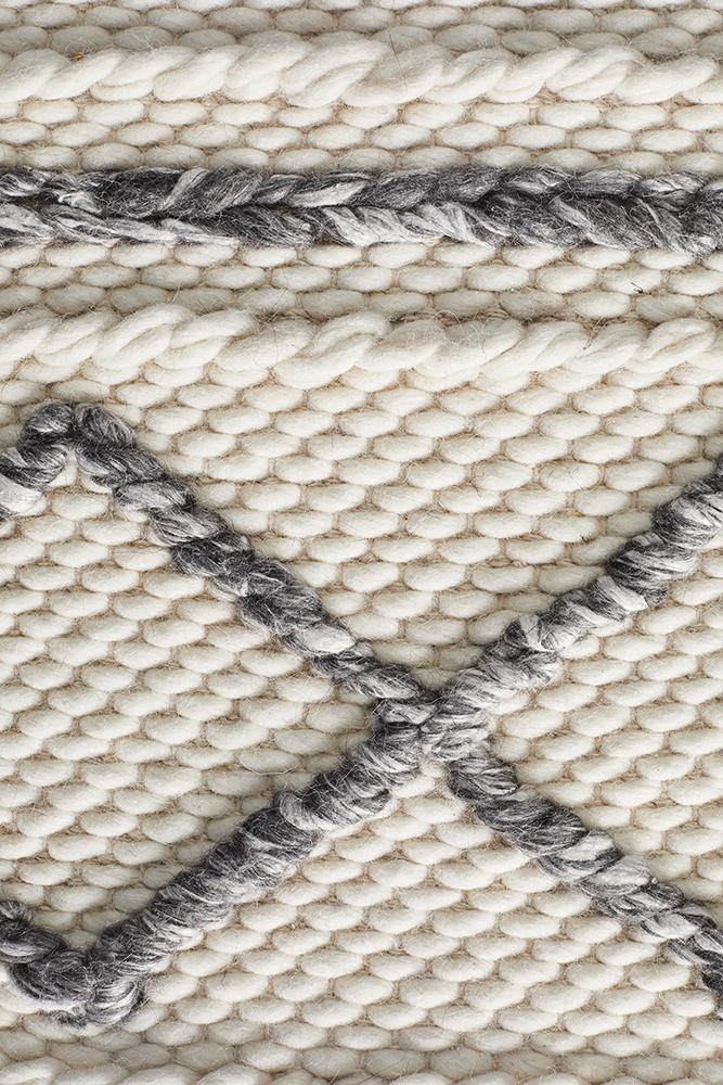 Studio Milly Textured Woollen Rug White Grey - Cozy Rugs Australia
