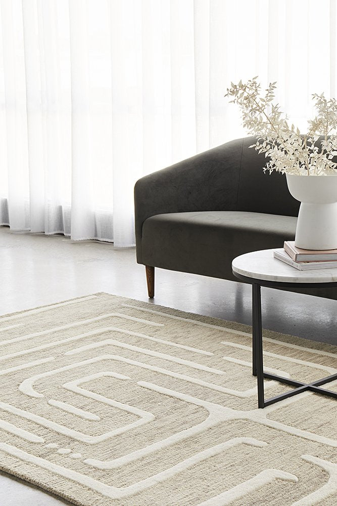 Coogee Maze Linen Hand Tufted Wool Rug