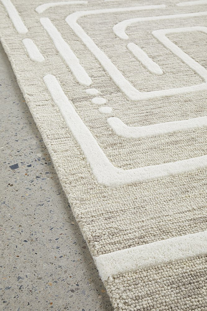 Coogee Maze Linen Hand Tufted Wool Rug