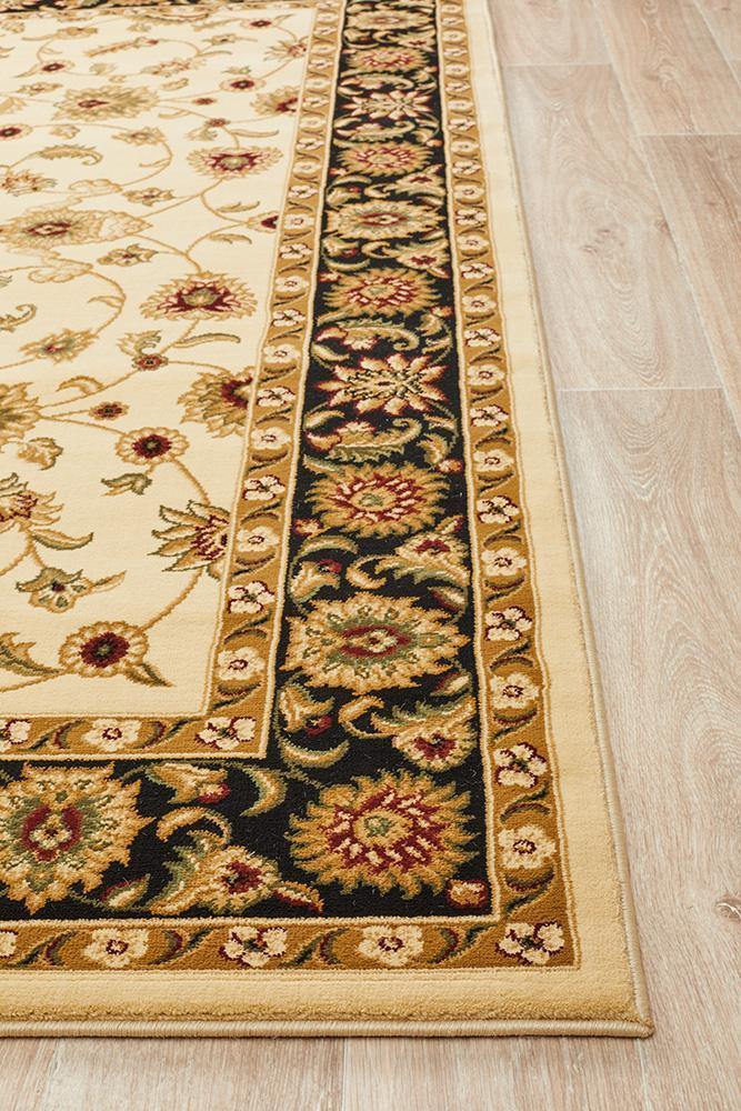 Sydney Collection Classic Rug Ivory with Black Border - Cozy Rugs Australia