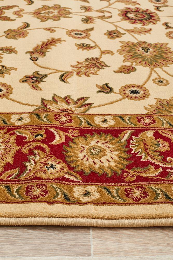 Sydney Collection Classic Rug Ivory with Red Border - Cozy Rugs Australia