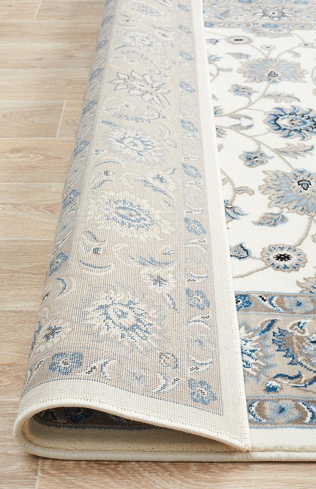 Sydney Collection Classic Rug White with Beige Border - Cozy Rugs Australia