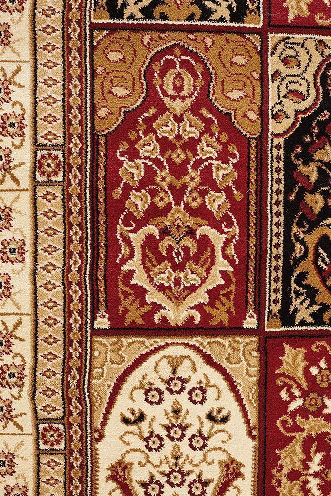 Sydney Collection Traditional Panel Pattern Rug Burgundy - Cozy Rugs Australia