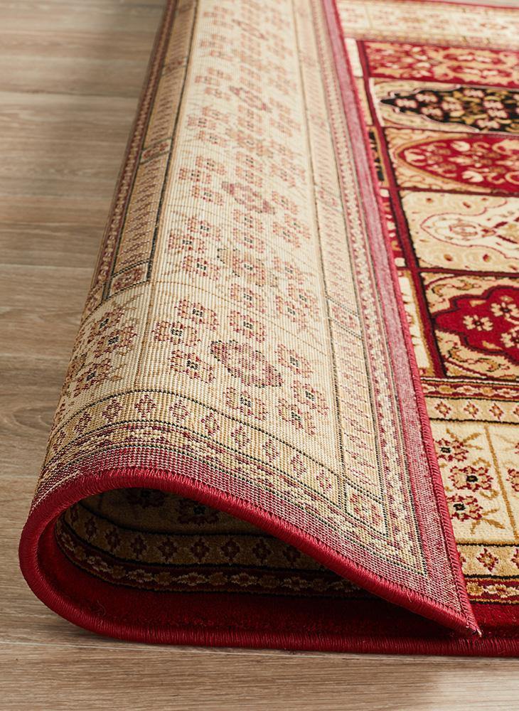Sydney Collection Traditional Panel Pattern Rug Burgundy - Cozy Rugs Australia