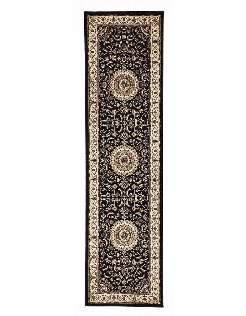 Sydney Medallion Runner Black with Ivory Border Runner Rug - Cozy Rugs Australia