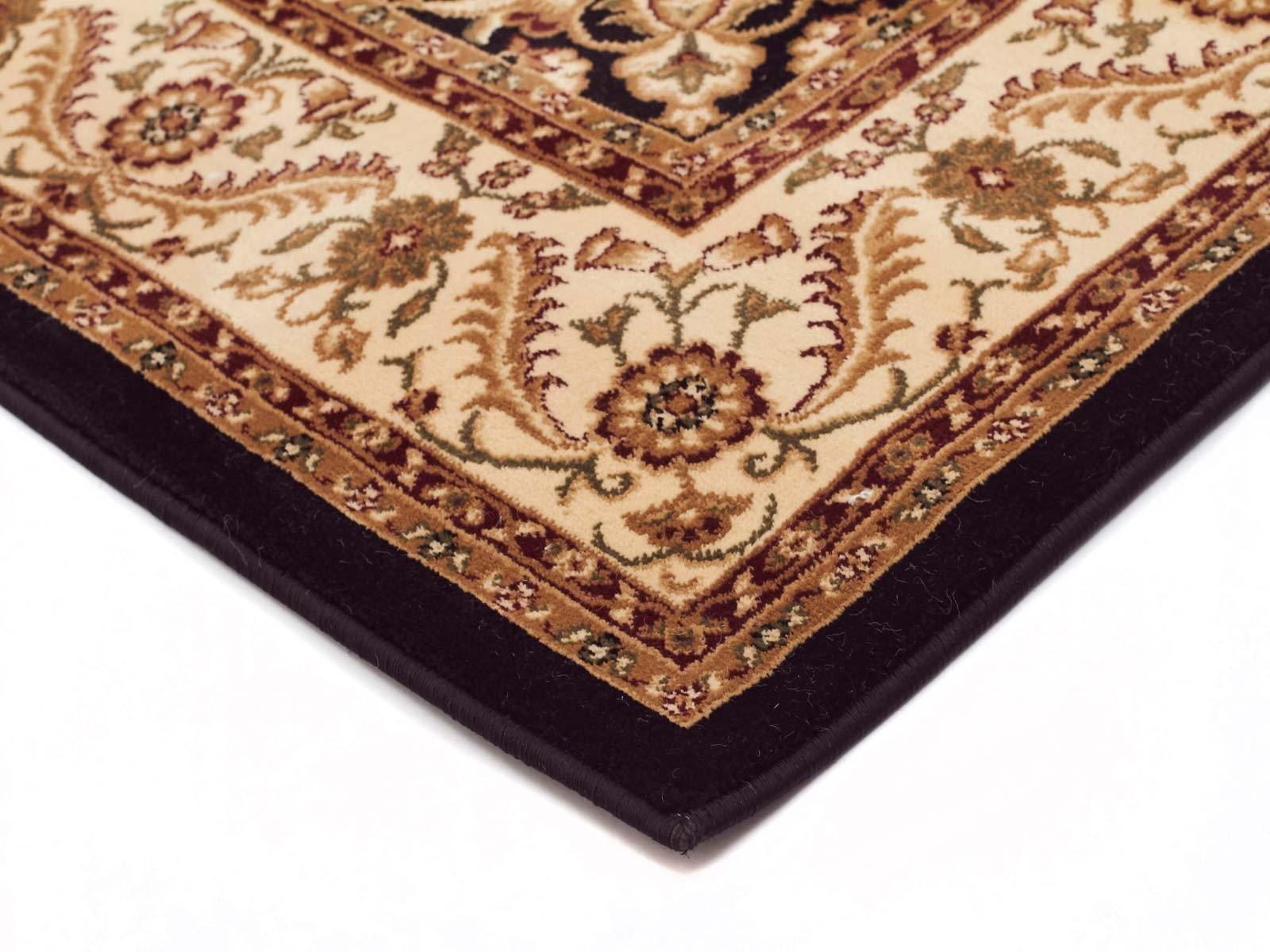 Sydney Medallion Runner Black with Ivory Border Runner Rug - Cozy Rugs Australia