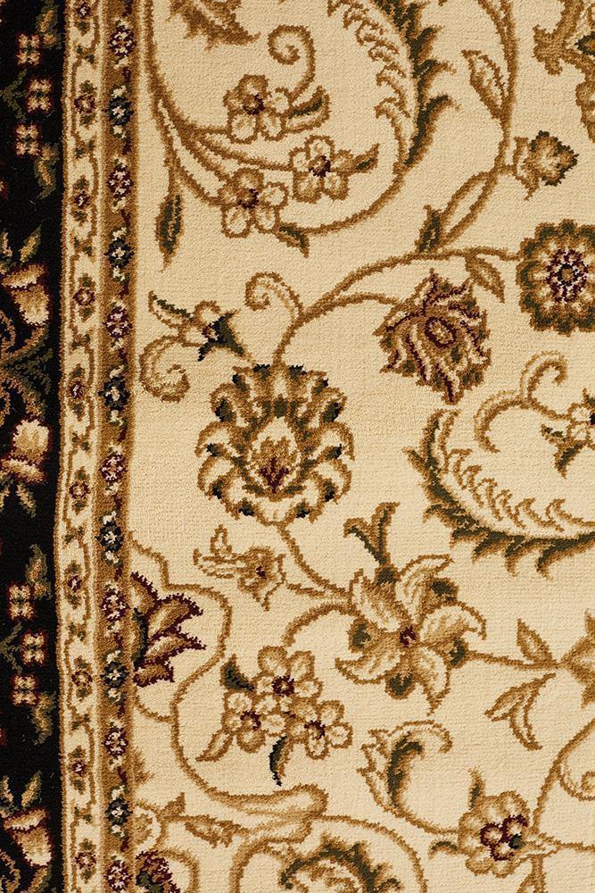 Sydney Collection Medallion Rug Ivory with Black Border - Cozy Rugs Australia
