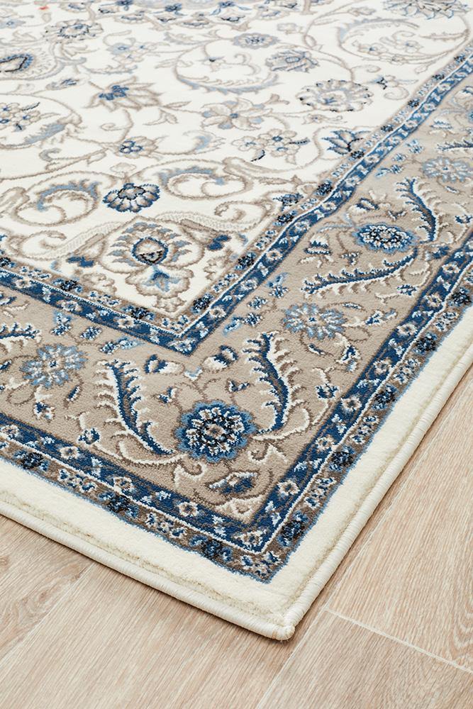 Sydney Collection Medallion Rug White with Beige Border - Cozy Rugs Australia