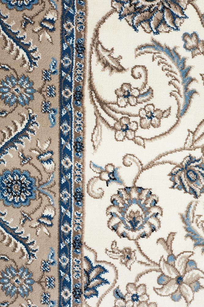 Sydney Collection Medallion Rug White with Beige Border - Cozy Rugs Australia