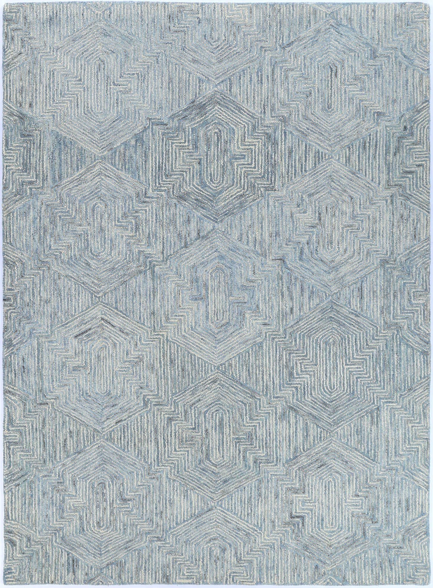 Posy Aquila 06A  Blue/ Grey Wool Rug