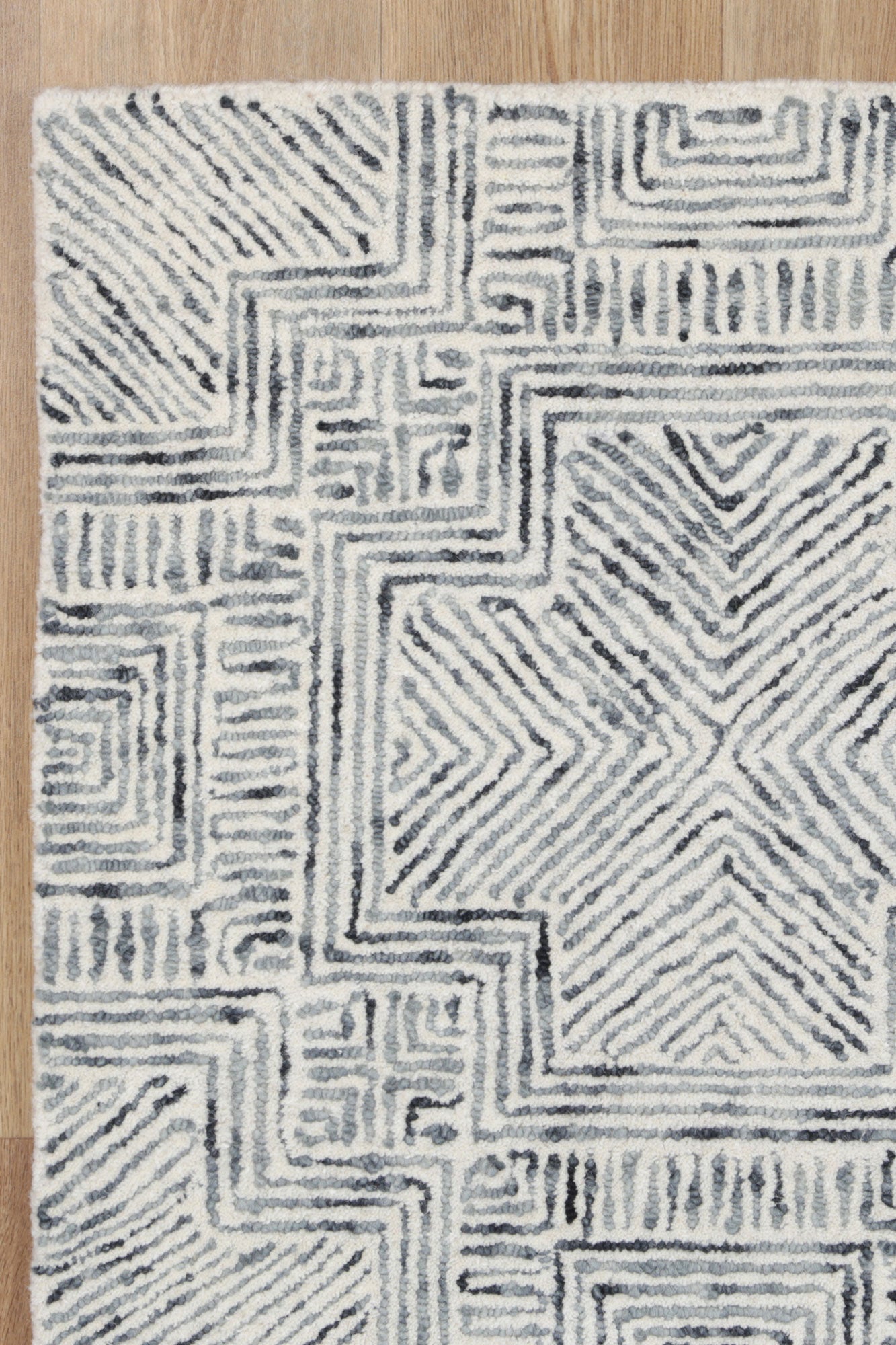 Posy Labyrinth 09A  Charcoal Wool Rug