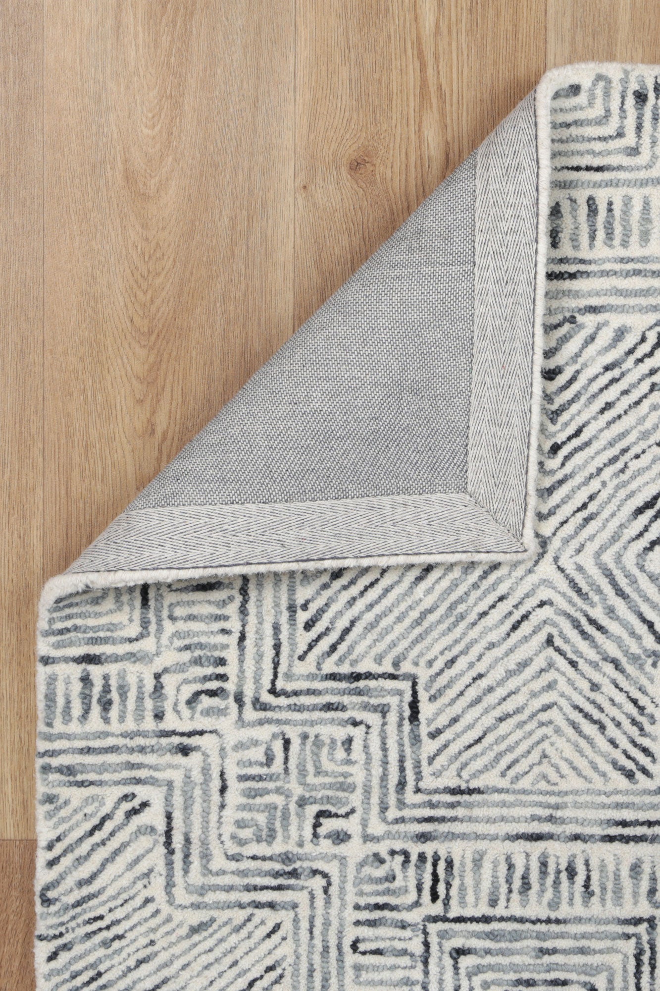 Posy Labyrinth 09A  Charcoal Wool Rug