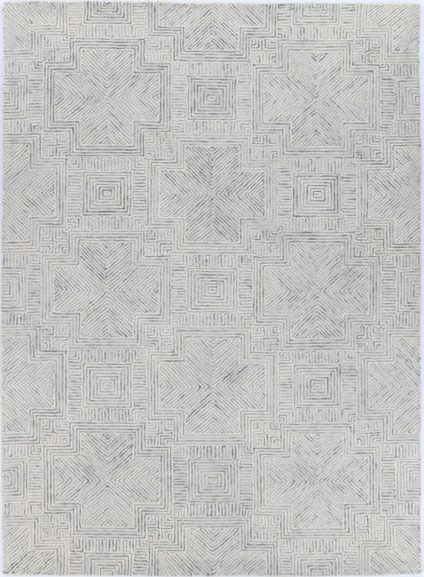 Posy Labyrinth  09B Grey Wool Rug