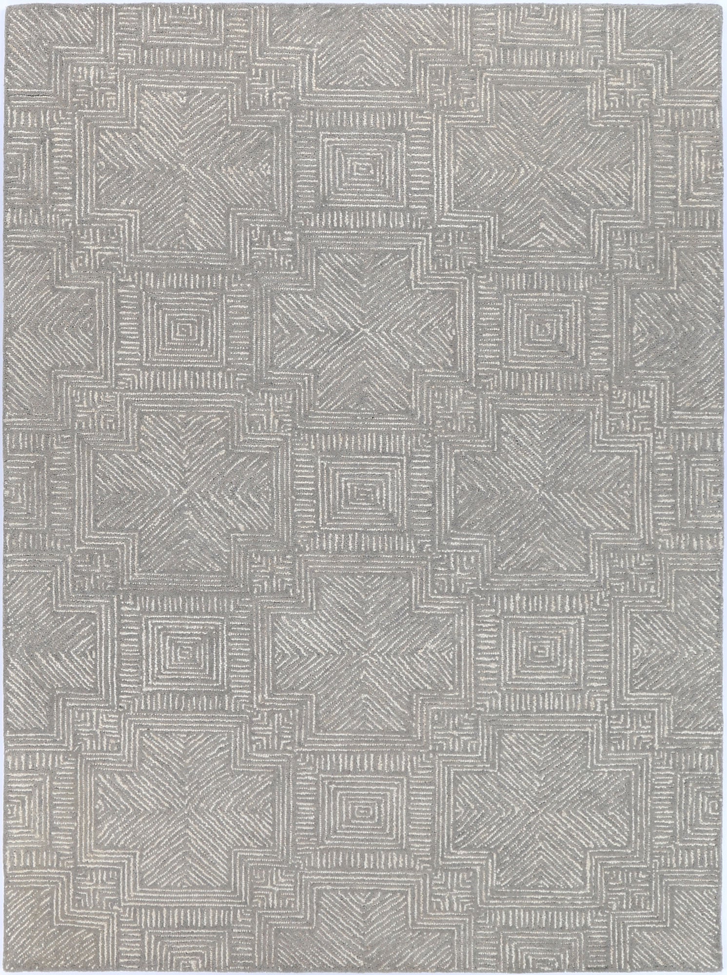 Posy Labyrinth 09C Grey Wool Rug