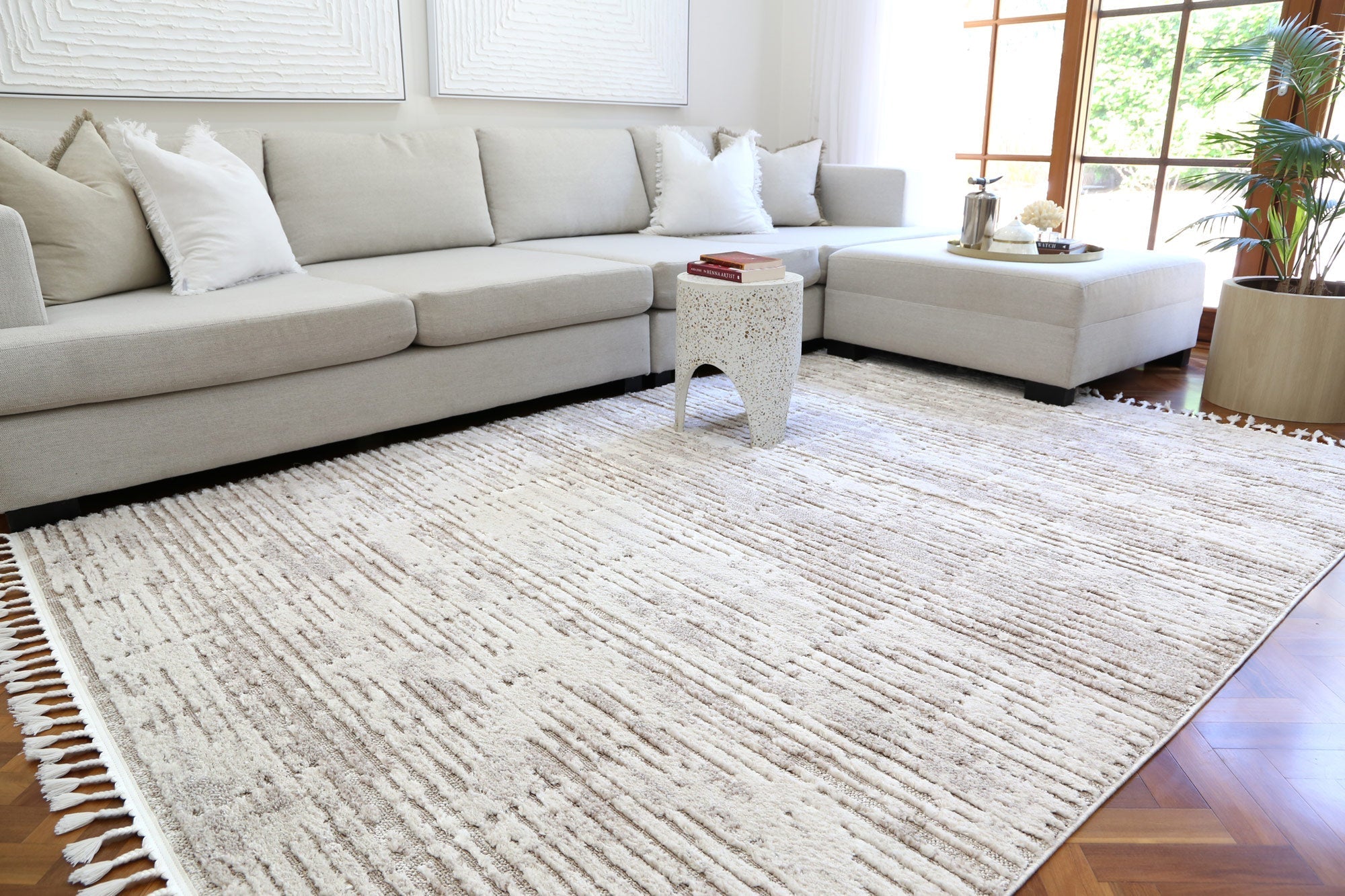 Bilbao Rasha Geometric Beige Rug