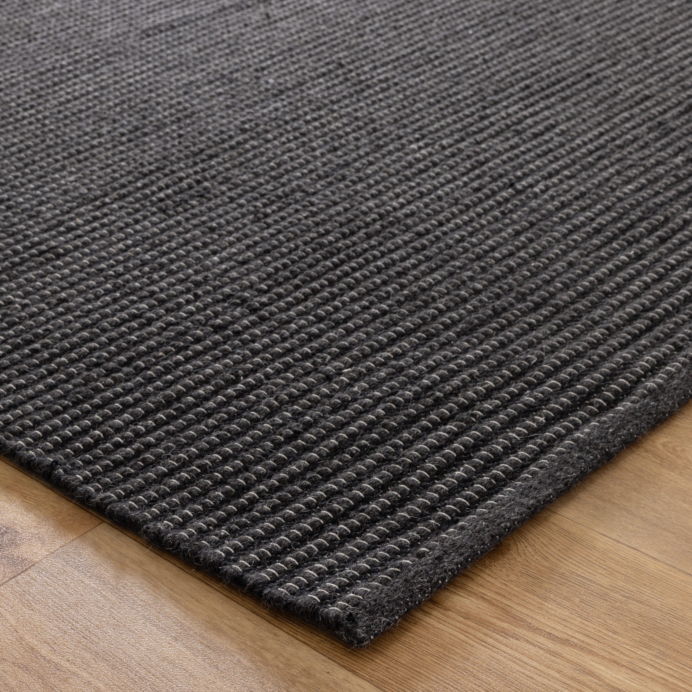 Natura Black Wool Rug