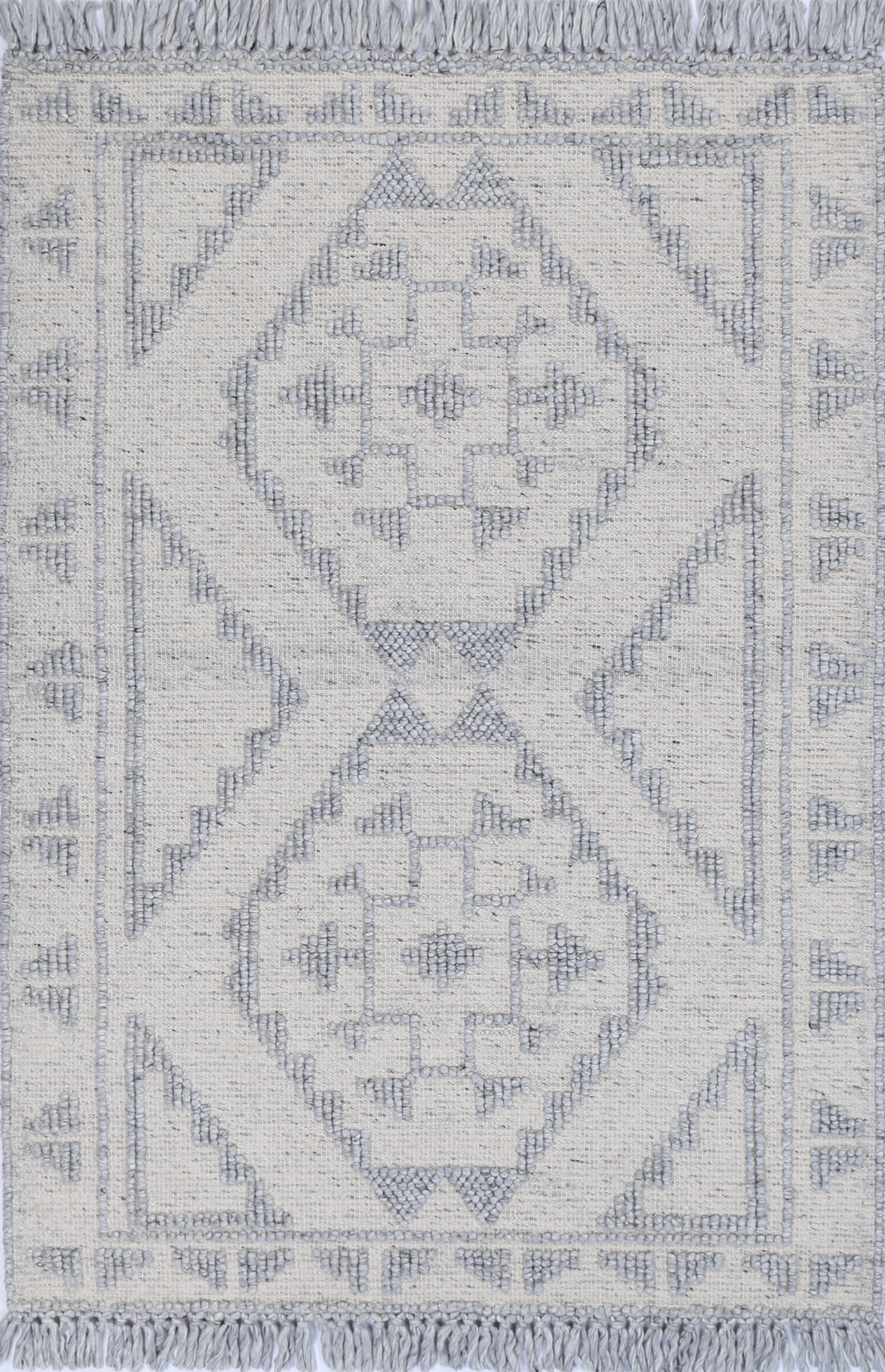 Diego Ornamental Light Grey Wool Rug