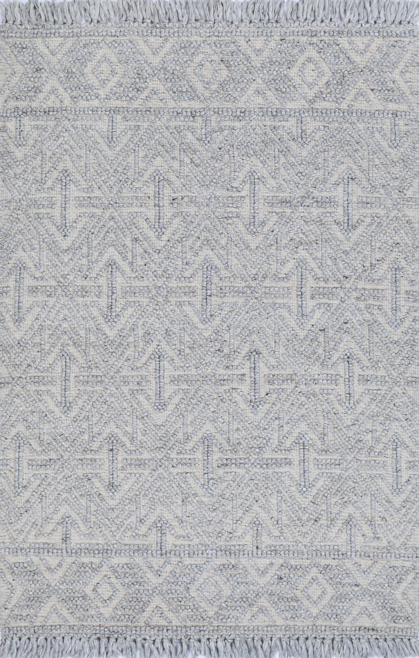 Diego Tribal Light Grey Wool Rug