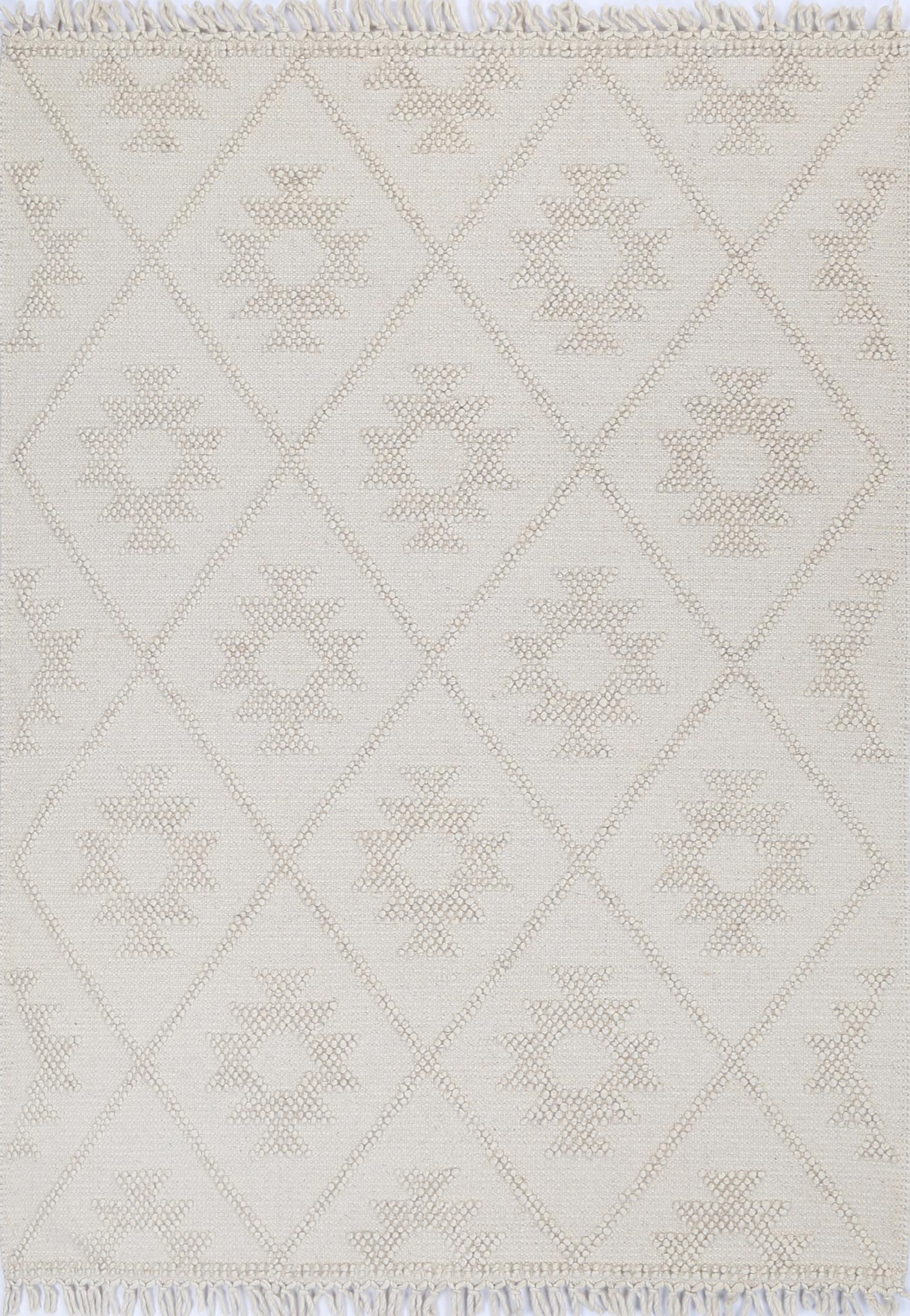 Diego Geometric Beige Wool Rug