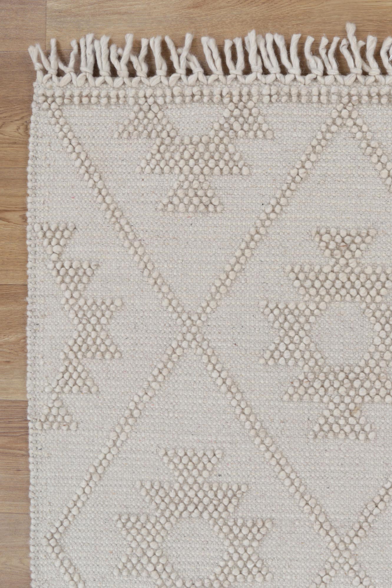 Diego Geometric Beige Wool Rug