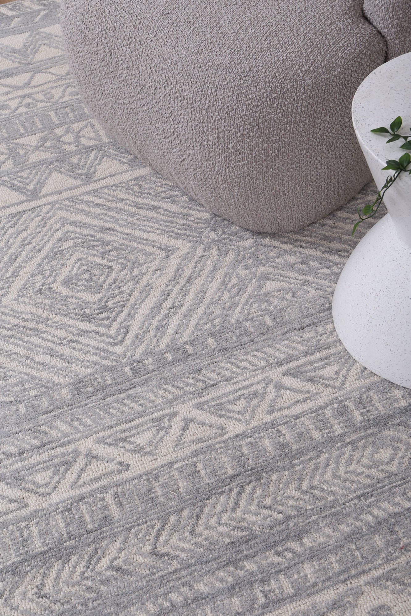 Posy Inca 01B Grey Wool Rug