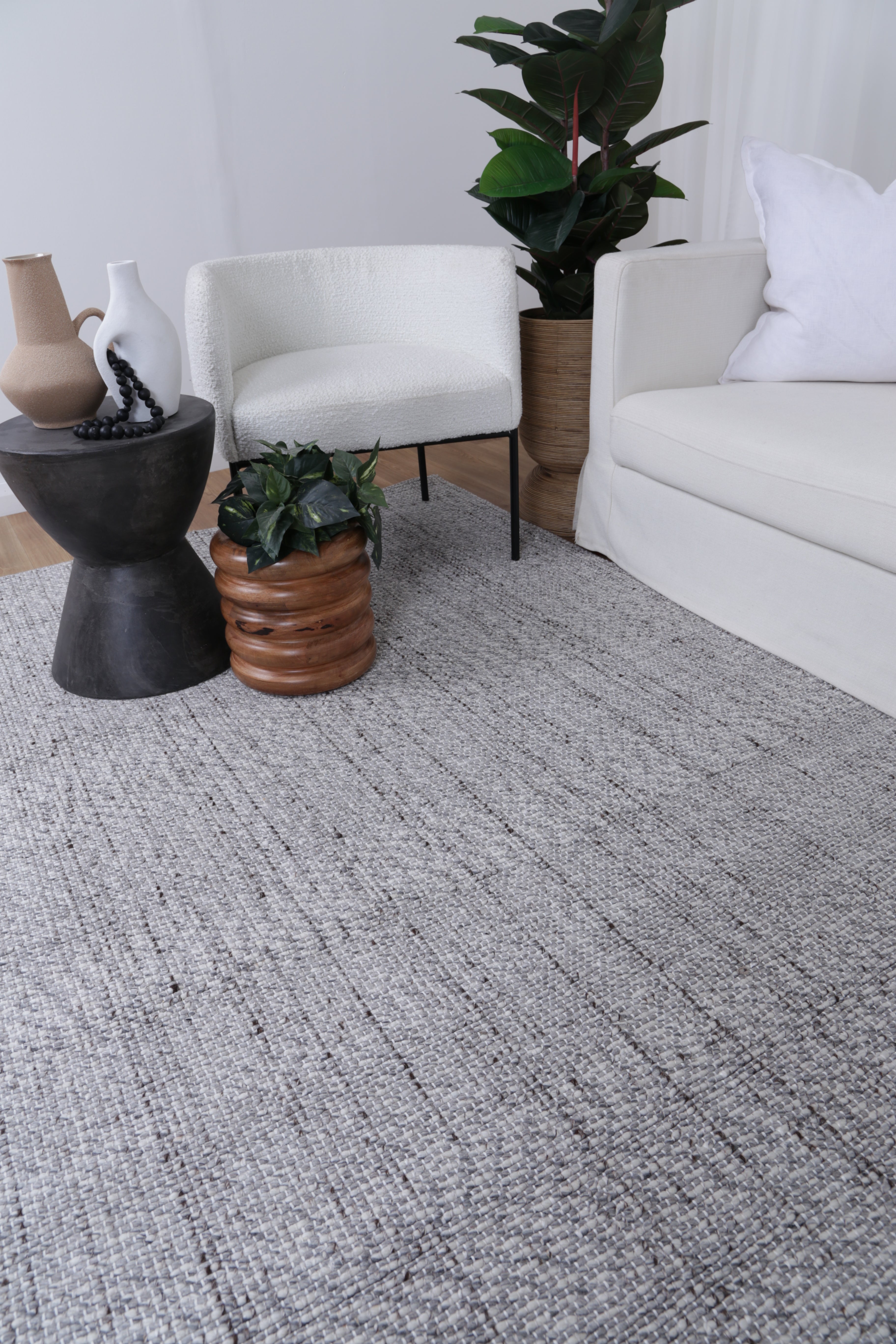 Ridges Grey Wool Rug