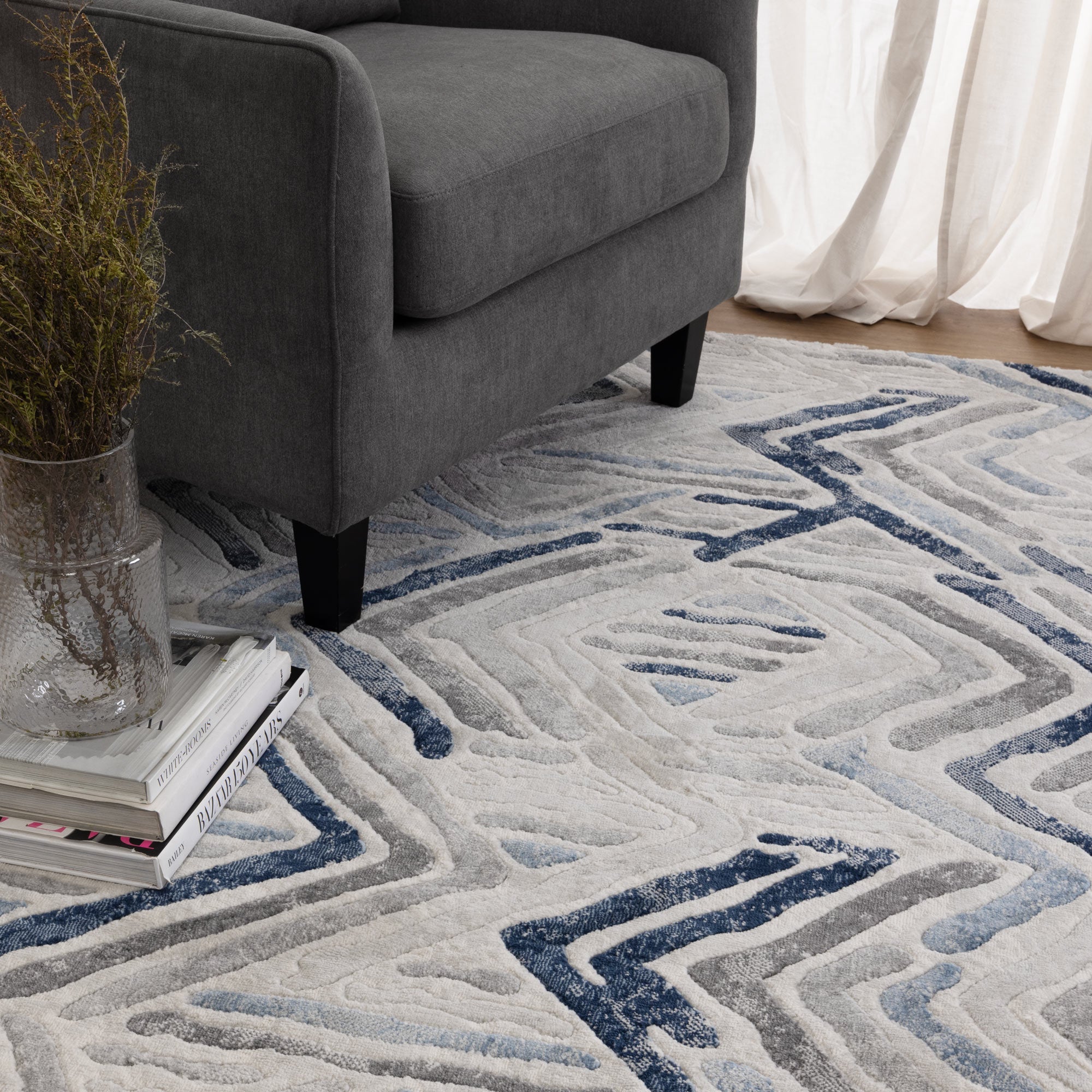 Ruby Diamond Blue Grey Rug