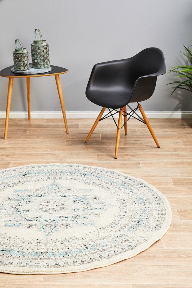 Century 922 White Round Rug - Cozy Rugs Australia