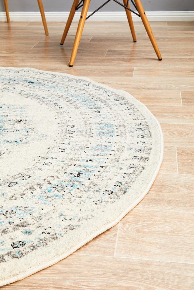 Century 922 White Round Rug - Cozy Rugs Australia