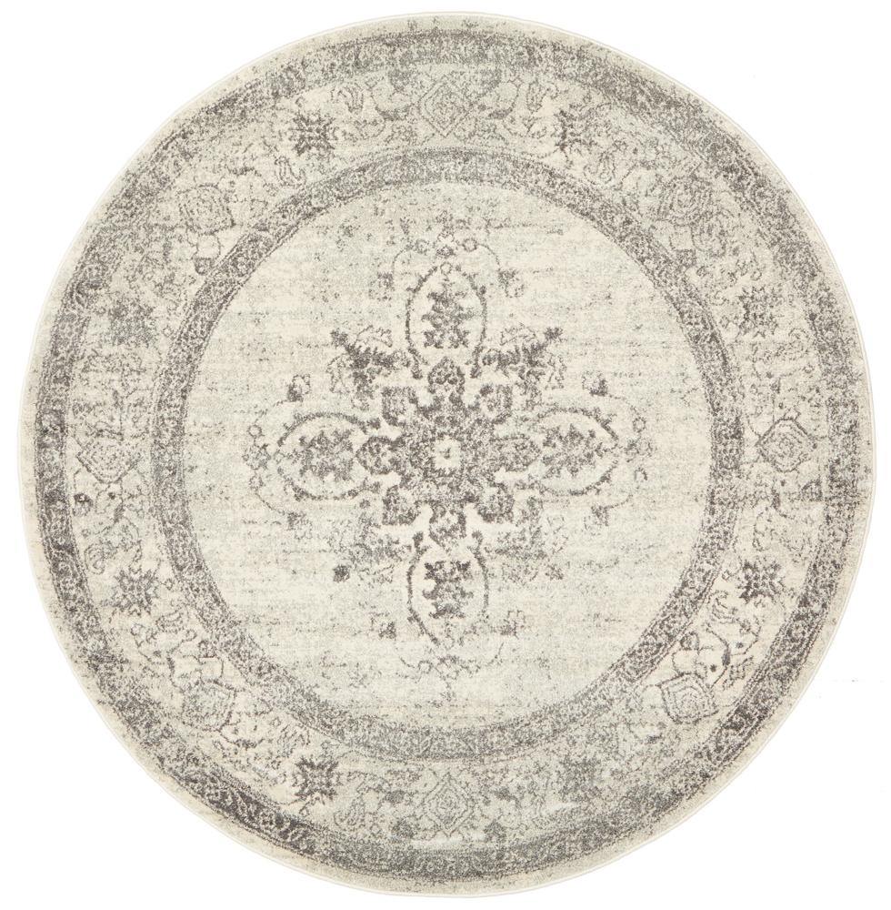 Century 977 Silver Round Rug - Cozy Rugs Australia